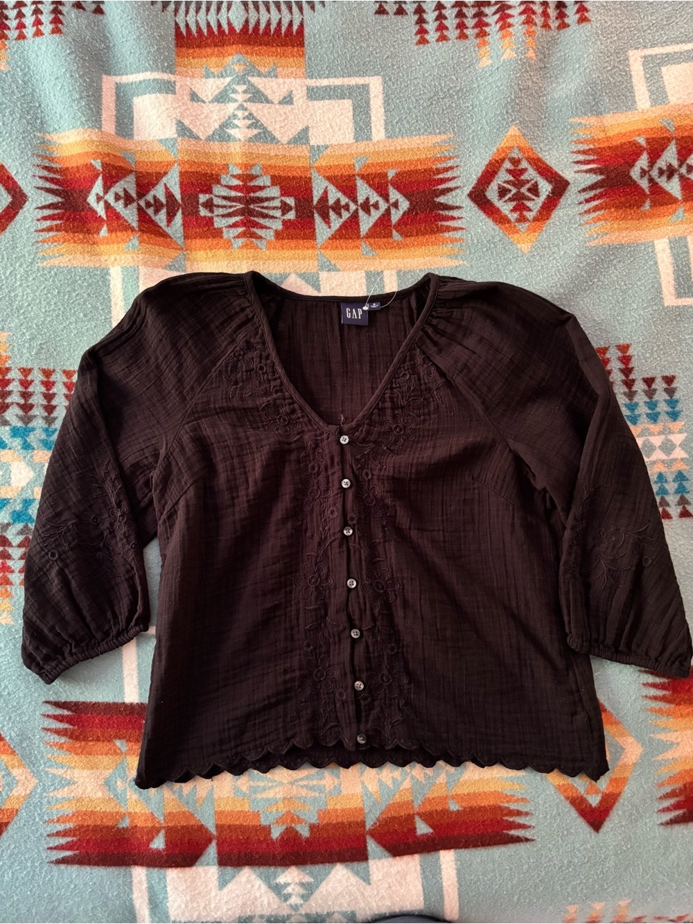 Gap 100% cotton gauze blouse, black, NWOT, Size S